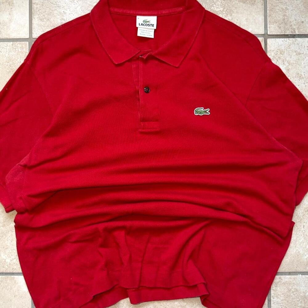 Lacoste Red Short Sleeve Polo Shirt - Size L (6 in French Sizing)
